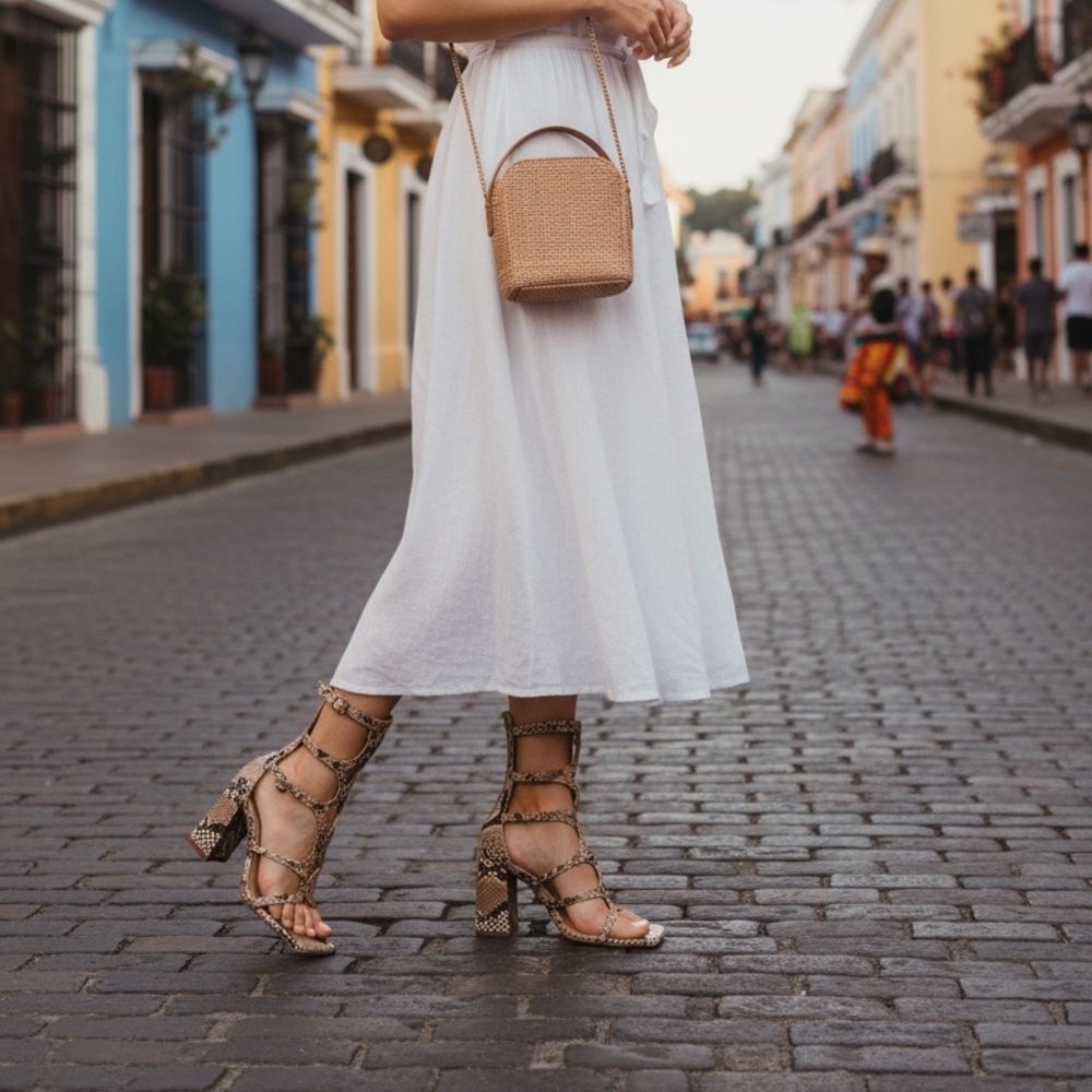 Steve Madden Black and Tan Strappy Sandals